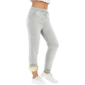 imageYeokou Womens Warm Sherpa Lined Athletic Sweatpants Jogger Fleece PantsLight Grey