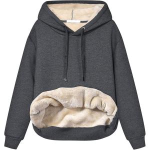 imageYeokou Womens Winter Hoodies Pullover Sherpa Fleece Warm Heavyweight Sweatshirt1 Darkgrey