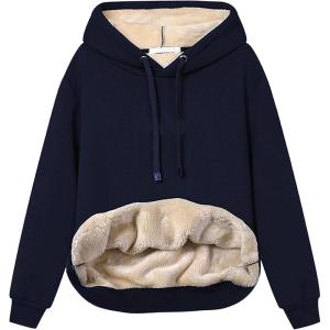 imageYeokou Womens Winter Hoodies Pullover Sherpa Fleece Warm Heavyweight Sweatshirt1 Navyblue