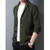 imageYeokou Mens Shawl Collar Cardigans Slim Fit Button Cable Knit Black Sweater PocketsShawl Collar Armygreen