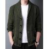 imageYeokou Mens Shawl Collar Cardigans Slim Fit Button Cable Knit Black Sweater PocketsShawl Collar Armygreen