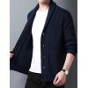 imageYeokou Mens Shawl Collar Cardigans Slim Fit Button Cable Knit Black Sweater PocketsShawl Collar Blue