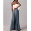 imageYeokou Womens Wide Leg Casual Pants Elastic Waist Drawstring Palazzo Pants Cotton Lounge Trousers with PocketsGreyblue
