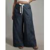 imageYeokou Womens Wide Leg Casual Pants Elastic Waist Drawstring Palazzo Pants Cotton Lounge Trousers with PocketsGreyblue