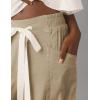 imageYeokou Womens Wide Leg Casual Pants Elastic Waist Drawstring Palazzo Pants Cotton Lounge Trousers with PocketsKhaki