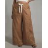 imageYeokou Womens Wide Leg Casual Pants Elastic Waist Drawstring Palazzo Pants Cotton Lounge Trousers with PocketsLightbrown