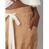 imageYeokou Womens Wide Leg Casual Pants Elastic Waist Drawstring Palazzo Pants Cotton Lounge Trousers with PocketsLightbrown