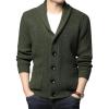 imageYeokou Mens Shawl Collar Cardigans Slim Fit Button Cable Knit Black Sweater PocketsShawl Collar Armygreen