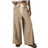 imageYeokou Womens Wide Leg Casual Pants Elastic Waist Drawstring Palazzo Pants Cotton Lounge Trousers with PocketsKhaki