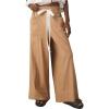 imageYeokou Womens Wide Leg Casual Pants Elastic Waist Drawstring Palazzo Pants Cotton Lounge Trousers with PocketsLightbrown
