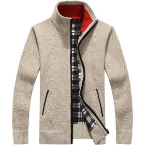imageYeokou Mens Shawl Collar Cardigans Slim Fit Button Cable Knit Black Sweater PocketsAkhaki