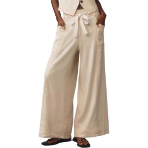 imageYeokou Womens Wide Leg Casual Pants Elastic Waist Drawstring Palazzo Pants Cotton Lounge Trousers with PocketsBeige
