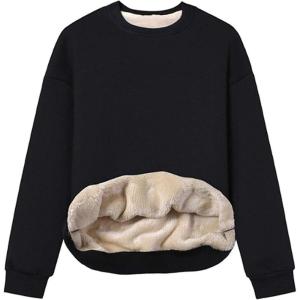 imageYeokou Womens Winter Hoodies Pullover Sherpa Fleece Warm Heavyweight SweatshirtBlackcrewneck