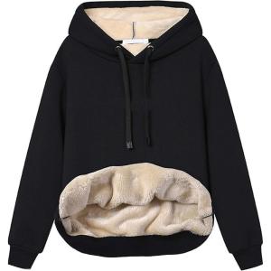 imageYeokou Womens Winter Hoodies Pullover Sherpa Fleece Warm Heavyweight SweatshirtBlackhoodie
