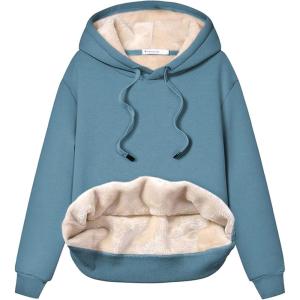 imageYeokou Womens Winter Hoodies Pullover Sherpa Fleece Warm Heavyweight SweatshirtDustyblue