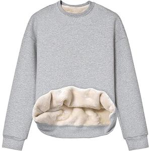 imageYeokou Womens Winter Hoodies Pullover Sherpa Fleece Warm Heavyweight SweatshirtGreycrewneck