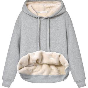imageYeokou Womens Winter Hoodies Pullover Sherpa Fleece Warm Heavyweight SweatshirtLightgreyhoodie