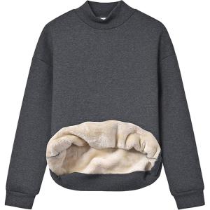 imageYeokou Womens Winter Hoodies Pullover Sherpa Fleece Warm Heavyweight SweatshirtMockneckdarkgrey