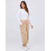 imageYeokou Womens Sherpa Fleece Lined Sweatpants Joggers Winter Warm Outdoor Lounge Pants Multi PocketsKhaki