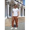 imageYeokou Mens Winter Warm Sherpa Lined Active Thermal Jogger Fleece Sweatpants PantBrown