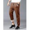 imageYeokou Mens Winter Warm Sherpa Lined Active Thermal Jogger Fleece Sweatpants PantBrown