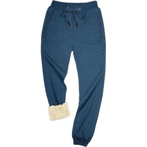 imageYeokou Mens Winter Warm Sherpa Lined Active Thermal Jogger Fleece Sweatpants PantBlue