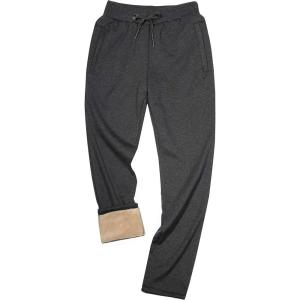 imageYeokou Mens Winter Warm Sherpa Lined Active Thermal Jogger Fleece Sweatpants PantGreystraight Leg