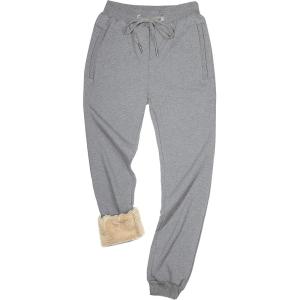 imageYeokou Mens Winter Warm Sherpa Lined Active Thermal Jogger Fleece Sweatpants PantLightgreyribbed Cuff