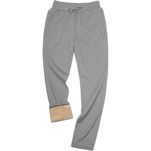 imageYeokou Mens Winter Warm Sherpa Lined Active Thermal Jogger Fleece Sweatpants PantLightgreystraight Leg
