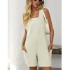 imageYeokou Casual Sleeveless Rompers for Women Summer Beach Vacation Stretchy Cotton Racerback Overall Shorts with PocketsBeige