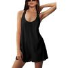 imageYeokou Casual Sleeveless Rompers for Women Summer Beach Vacation Stretchy Cotton Racerback Overall Shorts with PocketsBlack