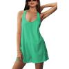 imageYeokou Casual Sleeveless Rompers for Women Summer Beach Vacation Stretchy Cotton Racerback Overall Shorts with PocketsGreen