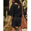 imageYeokou Cotton Rompers for Women Summer 2025 Casual Short Sleeve Waist Adjustable Belt Solid Color Stretchy Loose JumpsuitsBlack