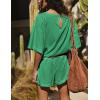 imageYeokou Cotton Rompers for Women Summer 2025 Casual Short Sleeve Waist Adjustable Belt Solid Color Stretchy Loose JumpsuitsGreen