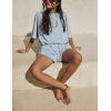 imageYeokou Cotton Rompers for Women Summer 2025 Casual Short Sleeve Waist Adjustable Belt Solid Color Stretchy Loose JumpsuitsOxygenblue