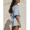 imageYeokou Cotton Rompers for Women Summer 2025 Casual Short Sleeve Waist Adjustable Belt Solid Color Stretchy Loose JumpsuitsOxygenblue