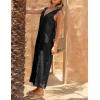 imageYeokou Women Button Down Jumpsuits Cotton Linen Sleeveless Casual Wide Legs Rompers Loose Overall With PocketsBlack