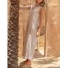 imageYeokou Women Button Down Jumpsuits Cotton Linen Sleeveless Casual Wide Legs Rompers Loose Overall With PocketsLightkhaki