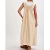 imageYeokou Womens Overall Dress Cotton Barrel Midi Travel Dress Loose Fit Adjustable Straps Big Pockets JumpsuitsApricot