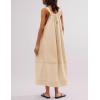 imageYeokou Womens Overall Dress Cotton Barrel Midi Travel Dress Loose Fit Adjustable Straps Big Pockets JumpsuitsApricot