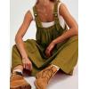 imageYeokou Womens Overall Dress Cotton Barrel Midi Travel Dress Loose Fit Adjustable Straps Big Pockets JumpsuitsArmygreen