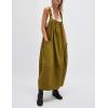 imageYeokou Womens Overall Dress Cotton Barrel Midi Travel Dress Loose Fit Adjustable Straps Big Pockets JumpsuitsArmygreen