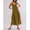 imageYeokou Womens Overall Dress Cotton Barrel Midi Travel Dress Loose Fit Adjustable Straps Big Pockets JumpsuitsArmygreen