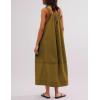 imageYeokou Womens Overall Dress Cotton Barrel Midi Travel Dress Loose Fit Adjustable Straps Big Pockets JumpsuitsArmygreen