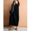 imageYeokou Womens Overall Dress Cotton Barrel Midi Travel Dress Loose Fit Adjustable Straps Big Pockets JumpsuitsBlack