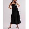 imageYeokou Womens Overall Dress Cotton Barrel Midi Travel Dress Loose Fit Adjustable Straps Big Pockets JumpsuitsBlack