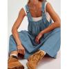 imageYeokou Womens Overall Dress Cotton Barrel Midi Travel Dress Loose Fit Adjustable Straps Big Pockets JumpsuitsBlue