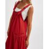 imageYeokou Womens Overall Dress Cotton Barrel Midi Travel Dress Loose Fit Adjustable Straps Big Pockets JumpsuitsRed