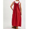 imageYeokou Womens Overall Dress Cotton Barrel Midi Travel Dress Loose Fit Adjustable Straps Big Pockets JumpsuitsRed