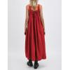 imageYeokou Womens Overall Dress Cotton Barrel Midi Travel Dress Loose Fit Adjustable Straps Big Pockets JumpsuitsRed